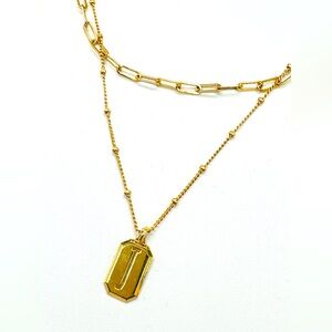 Cai Jewelry Gold Tone Multi Layer Delicate Initial Necklace J Monogram